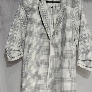 Rachel Zoe Black and White Plaid Trench Coat